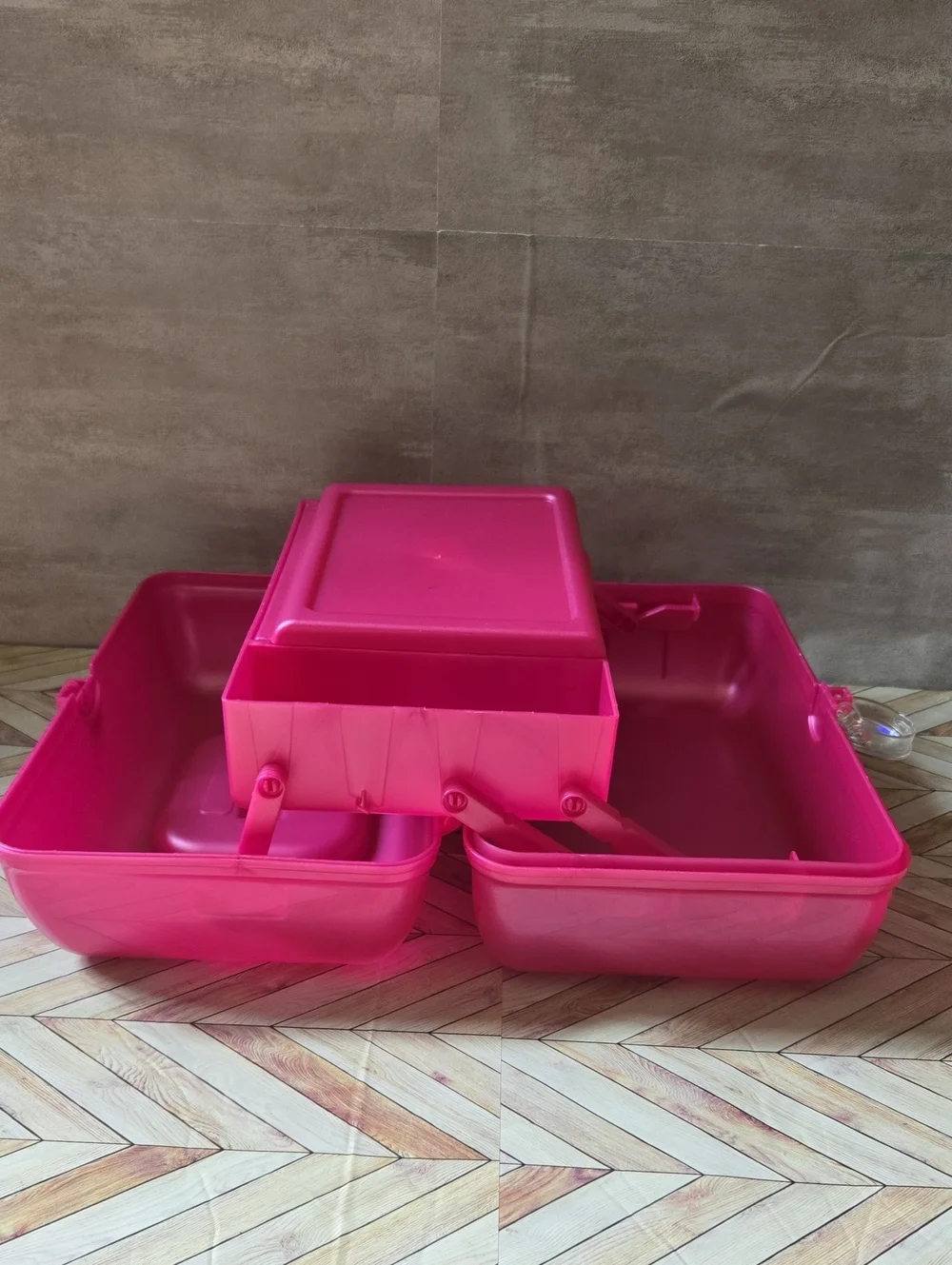 Vintage Y2K Caboodles Hot Pink Makeup Organizer Train Case Beauty Box